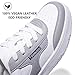 Tifimuca Women's Vegan Leather Low Top Lace Up Non Slip Walking Running Sneakers Skateboard Tennis Shoes Comfortable Casual Athletic Versatile Fashion Sneakers White/Grey
