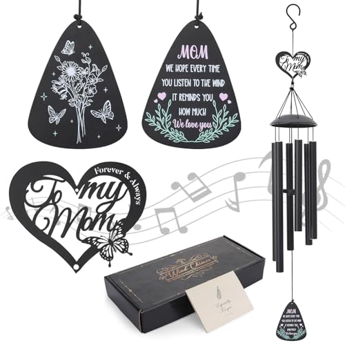Hoemwarm Gifts for Mom 35 Inch Engraved Mom Wind Chimes Birthday Gifts from Daughter Son Love Reminder Outdoor Windchimes for Home Patio Garden Yard Decor