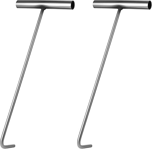 Miniatura 10 de Herramienta de utilidad de 15.0 in Gancho de tapa de boca de acero inoxidable Gancho T Herramienta de registro Ganchos de elevación de boca Gancho