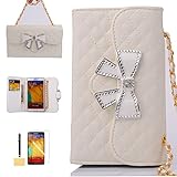 Note 3 Case, Galaxy Note 3 Case, GoodPro™ Popular Fashion [Crystal Bowkno Handbag Design] (White), Premium PU Leather Wallet Case Flip Cover with Card Holder for Samsung Galaxy Note 3, Included (Screen Protector, Stylus and Cleaning Cloth), Samsung Galaxy Note 3 Case