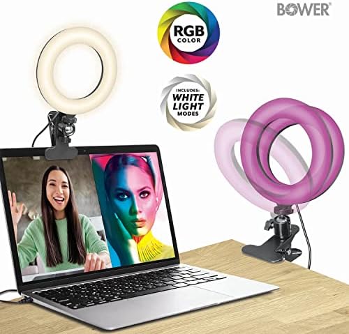 Bower WA-RGB6CLIP 6-in. Clip-On LED Selfie Ring Light, Black image 4