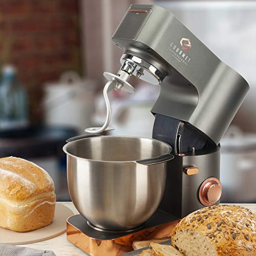 Gourmet professional kitchen machine, GPKM01, Stand Mixer, 1200w, 5.5L Stainless Bowl, 1.5L Blender Jug attachment, 8 speeds, Multi-function, Whisk, Dough Hook, Beater, Skid Resistant, Grey, Rose Gold - Image 3