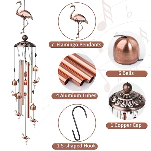 35" Copper Wind Chimes (Flamingo) - image 5