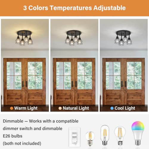 Xvbhta 4-Light Black Farmhouse Kitchen Semi Flush Mount Ceiling Light by Xvbhta - Used condition - Image 5