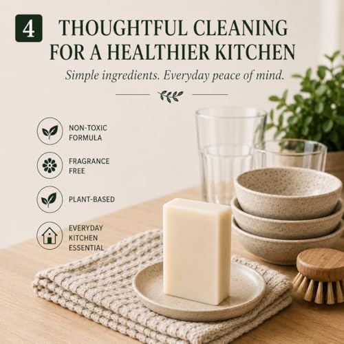 Image of KELEBS Coconut Dish Soap Bar - Organic, Pack of 2 - (3.5 oz each), Skin-Safe, Non-Toxic, Sustainable Kitchen Soap - Zero Waste
