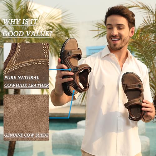 Image of Mens Leather Slides Sandals Summer Outdoor Cushioning Casual Lightweight Sandals