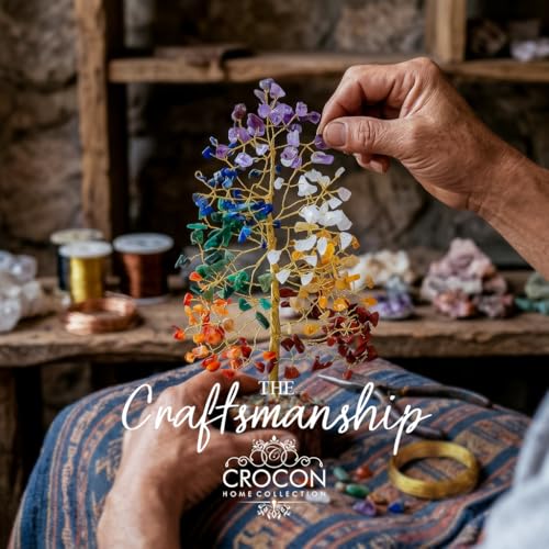 Image of 7 Chakra Tree of Life - Crystal Tree of Life, Gemstone Tree for Positive Energy, Feng Shui Tree Decor, Seven Chakra Tree, Money Tree Bonsai, Crystal Healing Stone Tree, Spiritual Gift Home Decor 10 inch | Positive Feng Shui Tree Decor Birthday Gift idea Seven Chakra Money Tree Crystal Spiritual Gift For Women, mom Home Decor 10 inch