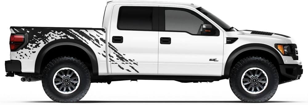 Factory Crafts Splash Side Graphics Kit 3M Vinyl Decal Wrap Compatible with Ford Raptor 2010-2014 - Matte Black