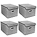 Aprilo® 4er Set Aufbewahrungsbox mit Deckel faltbar, Ordnungsboxen mit Handgriff, Regalboxen, Stoffboxen, Aufbewahrungskorb, Spielzeug Organizer, 40x 30x25 cm