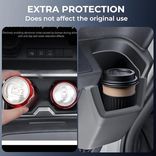 Image of Cup Holder Inserts for Toyota 4Runner 2026 2025 6th Gen, Interior Accessories Center Console Front & Rear Cup Holders Covers Protector for 2025-2026 4 Runner, Black
