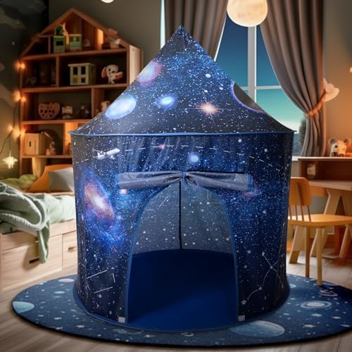 Galaxy Bed Tent for Kids Large Kids Twin Tent Toddler Yurt Play Bed with Carry Bag Foldable for Girls Boys Bedroom Indoor Outdoor Games