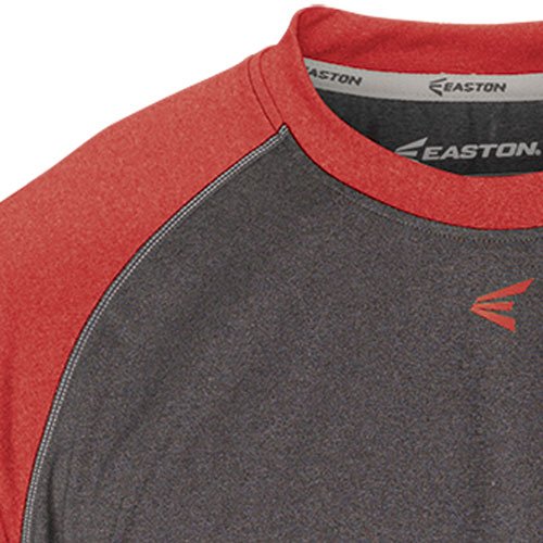 Easton Men's Short Sleeve Raglan Performance Shirt, Athletic Heather/Green, Small