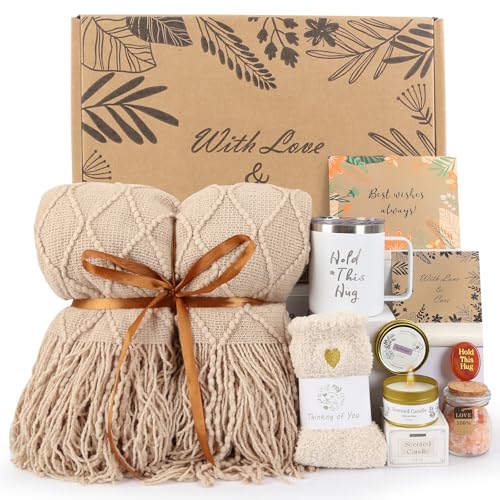 Get Well Soon Gift Baskets for Women - Earth Tone Self Care Package, Unique Birthday Gifts for Women, Sympathy Gift Baskets, Thinking of You Care Package for Mom Grandma Friends