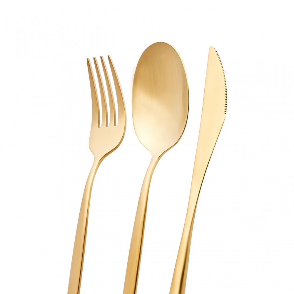 Karaca Lızbon Matte Gold - Cubertería para 6 personas, 30 piezas