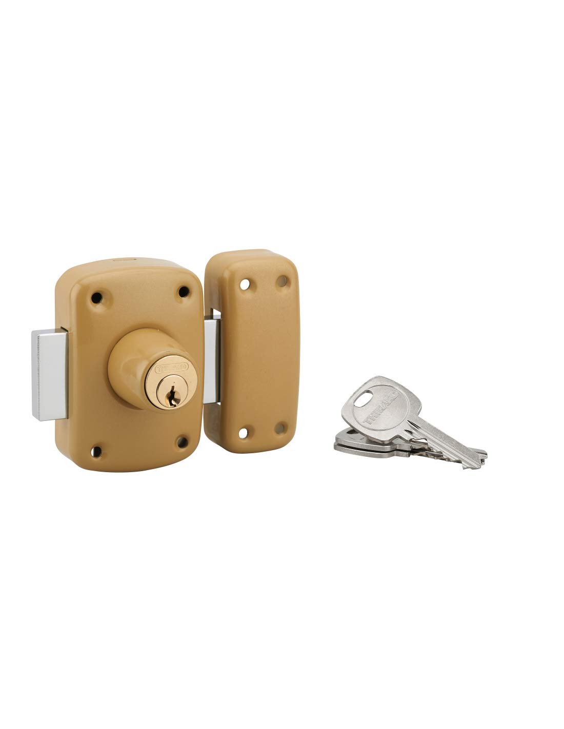 THIRARD Verrou à Double Entrée Acier Cylindre 40 mm Verni