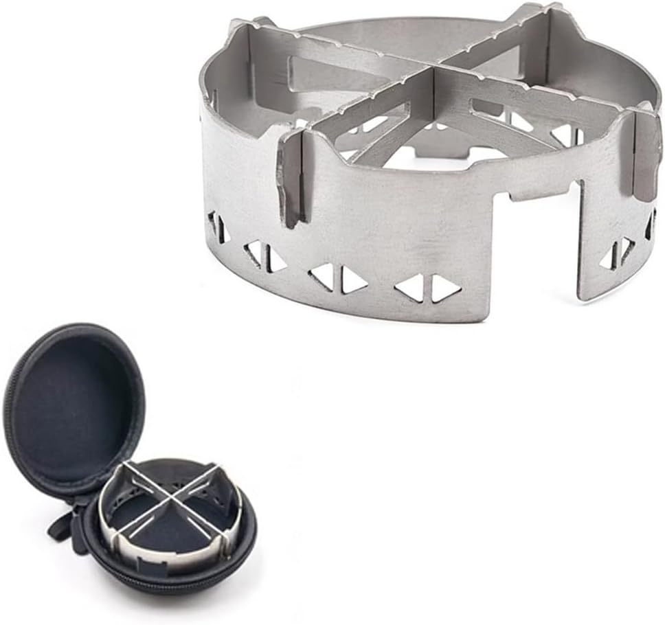 Titanium Camp Stove Windscreen With Anti-slip Cross Bracket for GS-600 Camp Burner Ultralight Backpacking Windscreen for Camping Stove With Storage Bag