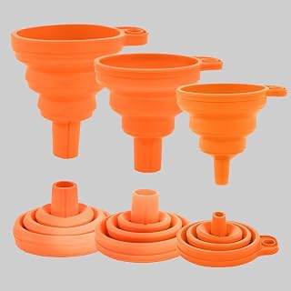 3 Pack Collapsible Silicone Funnels, Space - Saving Kitchen Liquid Transfer Tools, Portable Telescopic Funnel Set