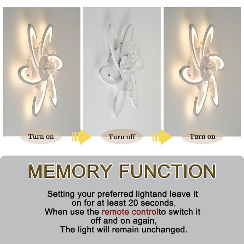 Silenzioso Led Ventilatore Da Soffitto Con Luce, Dimmerabile Lampadario Ventilatore Design Moderno, 6 Velocita Telecomando Timer Plafoniera Con Ventilatore Bambini Soggiorno Camera Da Letto Bianco