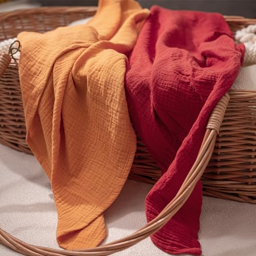 Image of Muslin Receiving Blankets, Neutral Blanket Swaddling for Newborn Boys and Girls, 5 Pack Breathable and Skin-Friendly Swaddle Wrap for Infant Baby (Fresh Colors)