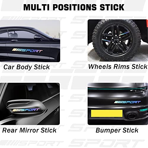 Image of Pincuttee 14pcs Car Decal Stickers,Wheel Rim Decal Sticker,Sport Logo Reflective Stickers,Sport Emblem Car Rear Bumper Sticker,Rear Mirror Decals for All Vehicles(Multi-Color,14PCS)