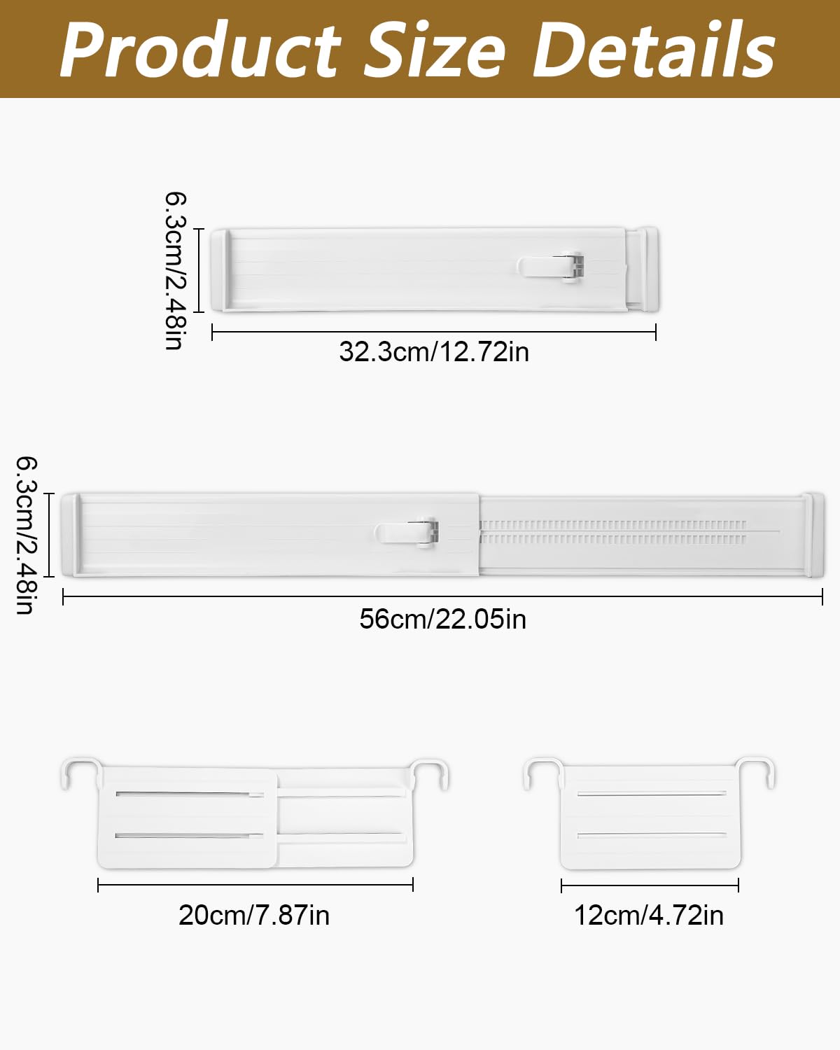 Cexovo 8er Set Schubladentrenner – Verstellbar 28,5–50,5 Cm, Transparent, Mit Silikonpuffern, Für Küche, Kleiderschrank & Bad, Kunststoff