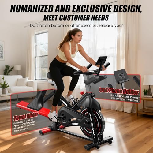 Image of Exercise Bike,Stationary Bike for Home,Magnetic Indoor App Cycling Bike | Low Noise Workout Bike with Exclusive App,Tablet Mount and Fitness Courses for Weight Loss,Adjustable,350lbs Weight Capacity