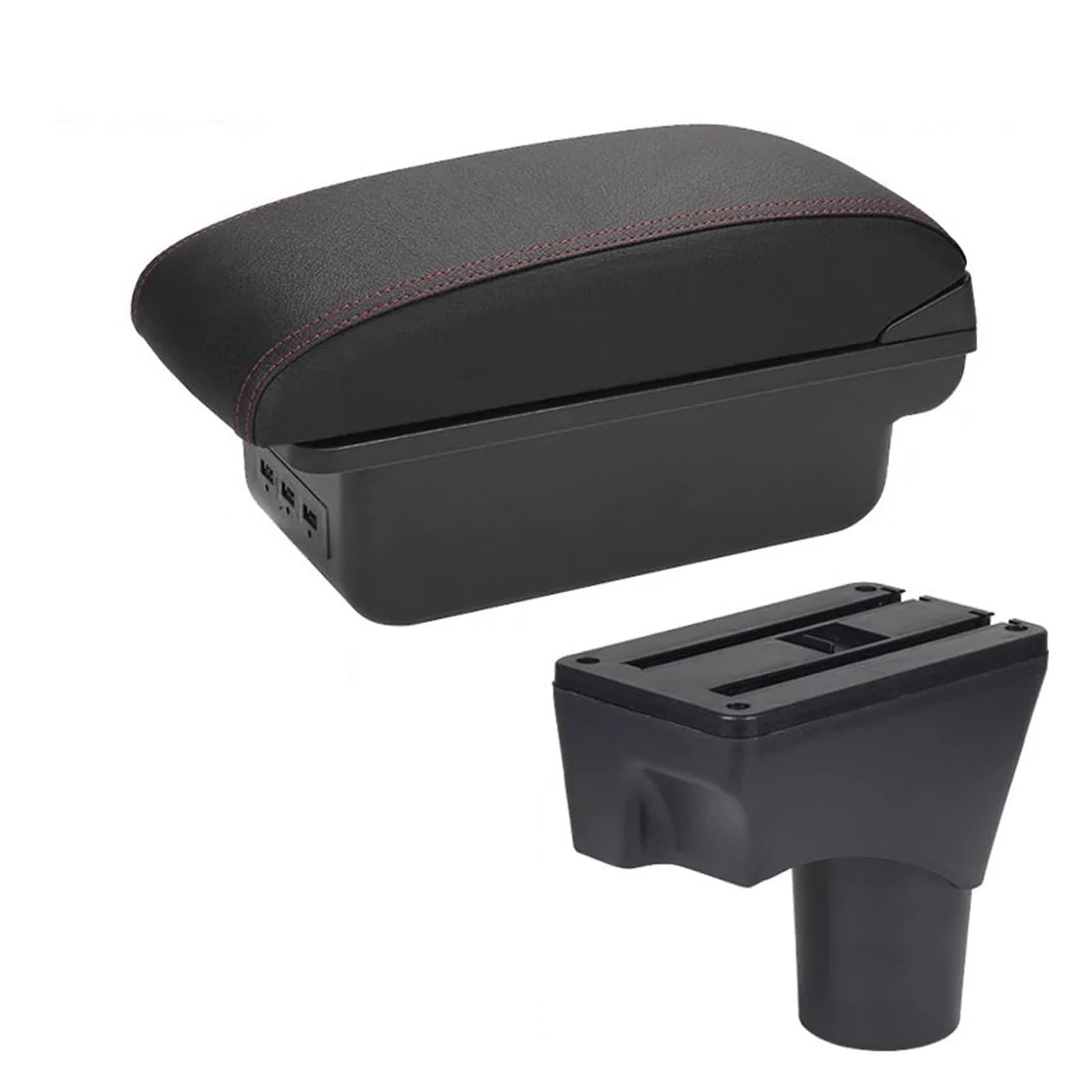 Hguvsjd Armrest Box For Nissan For March For Micra K13 MK4 IV For Sunny 2010-2022 Center Console Armrest Storage Box Car Armrests(B Black red 3USB)