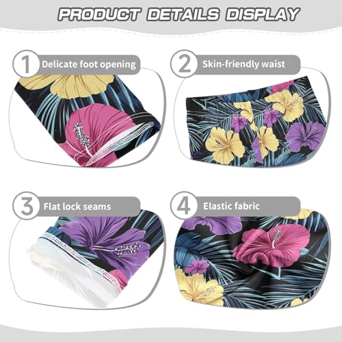 Colored Hibiscus Tropical Leaf Girls Casual Leggings for Kids Printed Long Pant Bottoms Stretch and Soft3