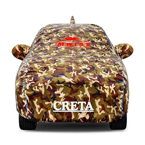 Image of Waterproof Car Cover for Hyundai Creta | Dustproof, UV & Scratch Resistant Soft Cotton Lining | Triple Stitched, Mirror Pockets & Elastic Hem | Jungle