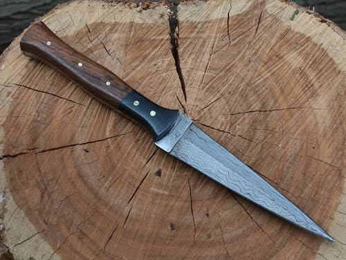Jnr Traders VK3698 Handmade Damascus Knife Double Edge Arkansas Toothpick Knife Fixed Blade Knives With Leather Sheath 4.5 Inch 3698 thumb #2