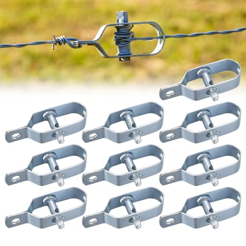 Tensor de Alambre, 10 Pcs Tensores De Alambre Galvanizado, Tensores para Malla de Alambre, Tensor de Alambre con Trinquete, Tensor De Alambre De 90MM para Tela Metalica, Vallas, Emparrados, Jardin