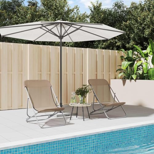 Tidyard Silla Jardin,Silla jardín cómoda,Sillon Jardin,Sillas de Patio,Silla Jardin Exterior,Silla de Playa Plegable 2 uds Acero Recubierto textilene Taupe