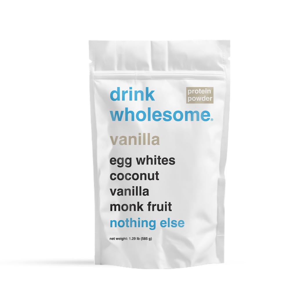 drink wholesome Vanilla Egg White Protein Powder | for Sensitive Stomachs | Gut Friendly | Additive & Dairy Free | No Artificial Sweeteners | No Bloating, Farts or Gas | No Constipation or Diarrhea