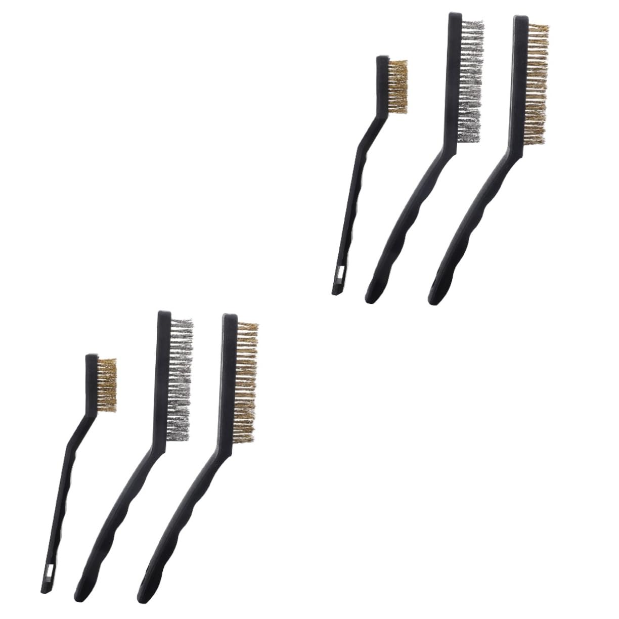 Unomor 2 Sets 7'' Brass 9'' Stainless Steel Wire Brush Set Groove Cleaner Detailing Brush for Kitchen Bathroom Automotive