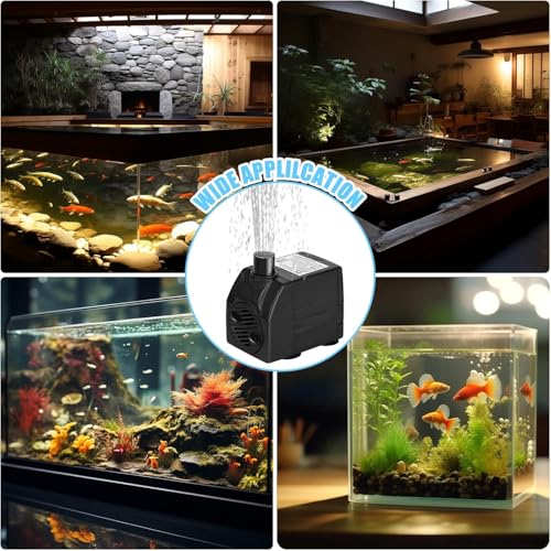 Image of BARST 90GPH Mini Submersible Water Pump with 6ft Power Cord, 3 Nozzles | 6W, 350L /H, Ultra Quiet for Aquarium, Fish Tank, Pond, Pet Fountain, Statuary, Hydroponics