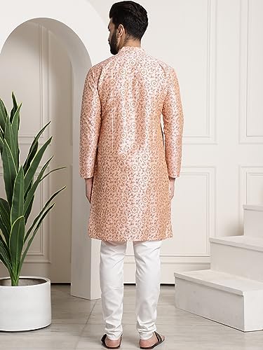 Image of SOJANYA (Since 1958 Men's Silk Blend Printed Kurta and Churidar Pyjama Set