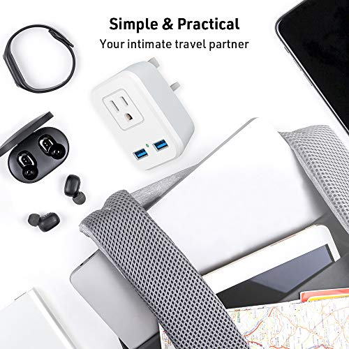 Type G UK Power Plug Adapter, Travel Adapter for US to British England, London, Ireland, Scotland, AC Outlets with 2 USB Charging Port for Smartphone, etc4