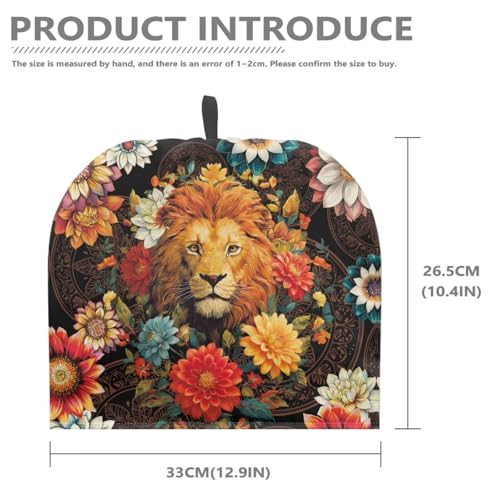 Image of Flower & Lion Print Tea Cozy for Teapot Insulated Large Teapot Warm Tea Kettle Cover Machine Washable Coffee Pot Cloth Covers Kitchen Home Decorations for Party