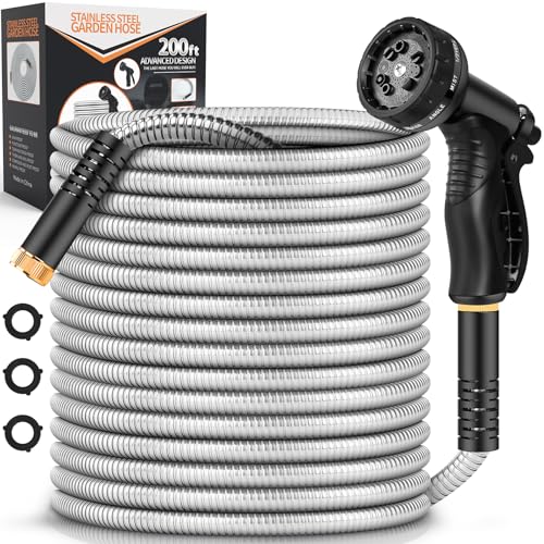 Garden Hose Metal 200FT, Stainless Steel Heavy Duty...