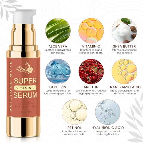 Live Healthy Rapid Dark Spot Remover for Face & Body – Glow Boosting Serum | Vitamin C and Hyaluronic Acid | Age & Sun Spot Corrector, Brown Spot Remover | Anti-Aging | Super Hydrating | Firming & Lifting