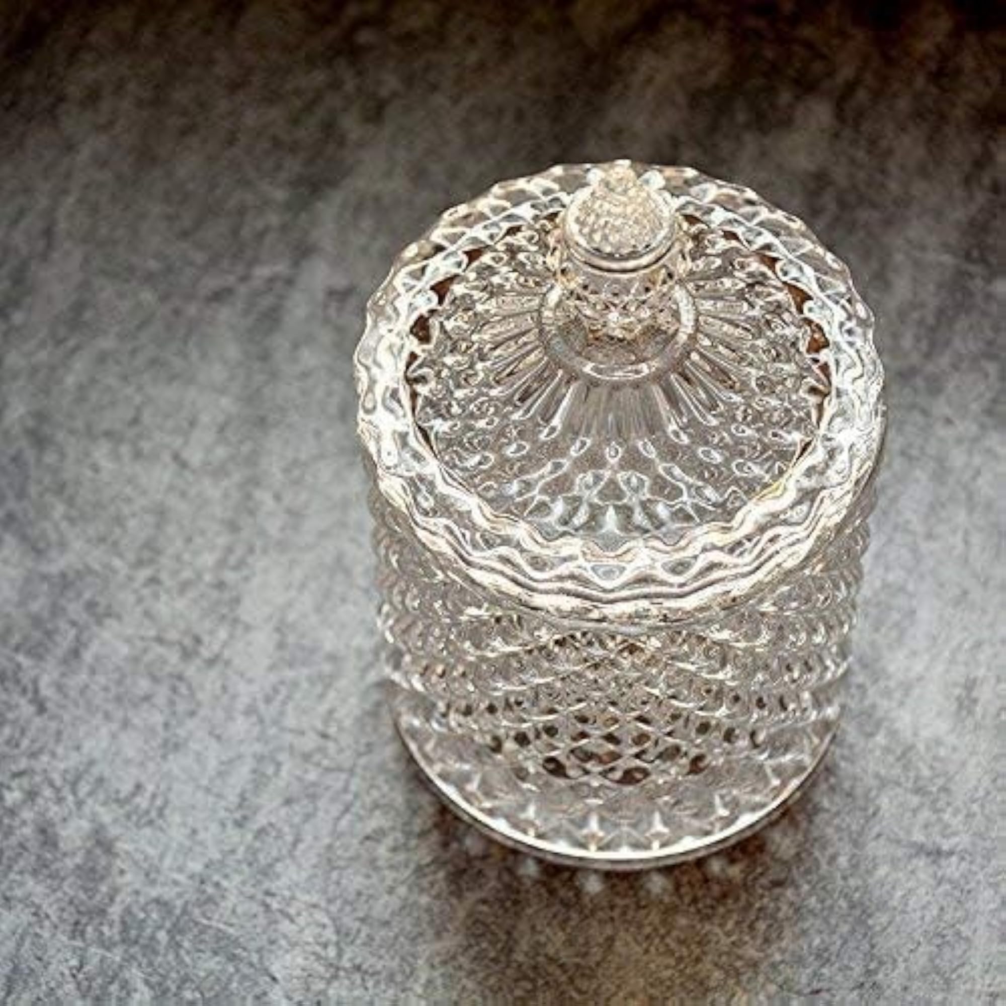 Crystal Diamond Faceted Jar with Crystal Lid