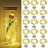 Starry String Fairy Lights 3 Flashing Mode Firefly Lights with Timer,20 Micro LED on 7.2feet/2m Silver Copper Wire Battery Powered for DIY Wedding Party Centerpiece Decorations Pack of 15 (Warm White)