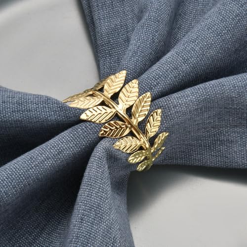 Anillo para servilletas en forma de hoja decorativas para cenas de navidad