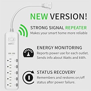 Zooz Z-Wave Long Range Power Strip ZEN20 800LR with Energy Monitoring and 2 USB Ports | Works with Z-Box, Hubitat, Home Assistant, Compatible with SmartThings