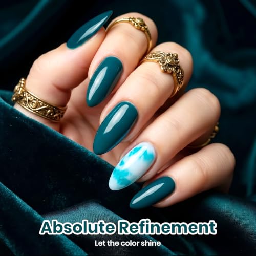 Image of Beetles Dark Teal Gel Polish, Soak Off UV LED Deep Teal Gel Nail Polish | Fall Nails Collection, Color-Matched Bottle Design, Soak Off UV LED, Long-Lasting Nails Art for Home DIY & Holiday