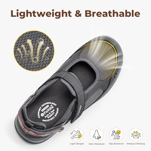 Image of FitVille Diabetic Shoes for Women Extra Wide Diabetic Womens Sandals, Walking Shoes with Adjustable Closures Arch Support, Orthopedic Sandals for Flat Feet Heel Pain Relief,Plantar Fasciitis