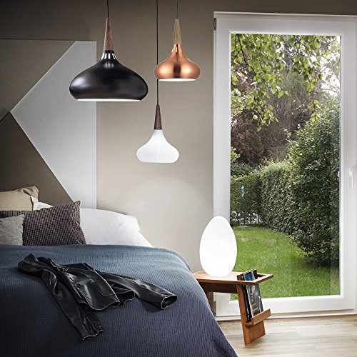 s.LUCE Pendelleuchte Chic Metallschirm Kupfer und Holzoptik Ø 26 cm Pendellampe Pendelleuchte Hängelampe Hängeleuchte Orient