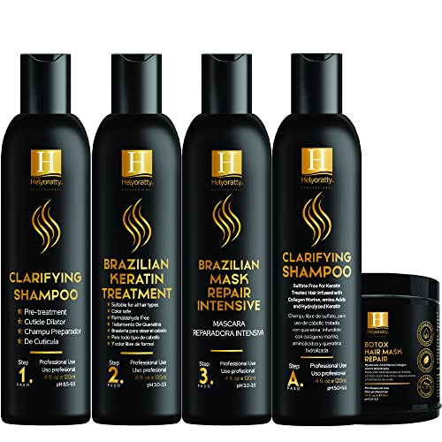 Helyoratty professional kit (5 in 1) 4 oz.fl / keratin treatment kit at home / Brazilian Keratin Treatment / Straighteni