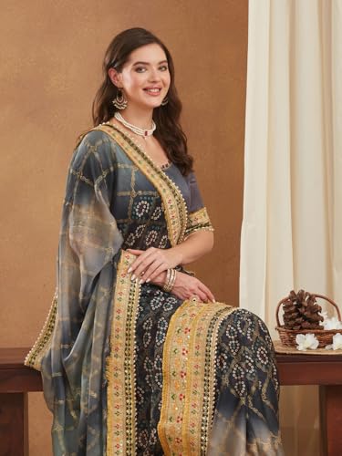 Image of Women's Banarasi Silk With Jacquard Print Saree With Blouse