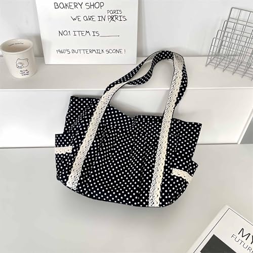 Bolso Tote de Lona con Lunares miniatura 3